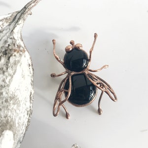 Halloween Bug Brooch Beetle Glass Black Broach Metal Bronze Pin Woman Accessories Imitation Jewelry Badge Interested Boys Animal