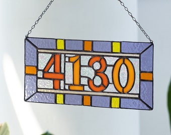Custom stained glass numbers, suncatcher address sign, personalized name cling, housewarming gift