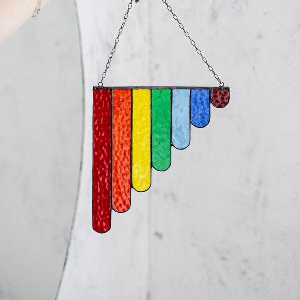 Rainbow Corner Colorful Hanging Panel Suncatcher Ornament Stained Glass Tiffany Home House Decor Window Wall Decoration Nature Art Picture