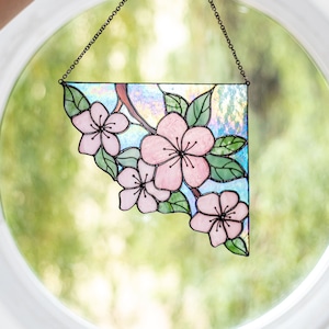 Stained Glass Art Corner Flower Suncatcher Window Wall Hangings Decoration Ornament Home House Decor Boho Art Mother's Day gift