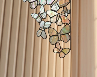 Acchiappasole con fantasmi in vetro colorato, picchetti bianchi per piante fantasma, ornamento