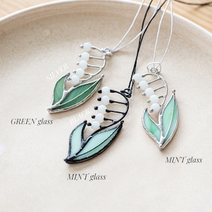 Lily of the Valley Pendant Necklace Woman Stained Glass Flower Accessories Imitation Jewelry Decoration Wife Mothers gift Girl