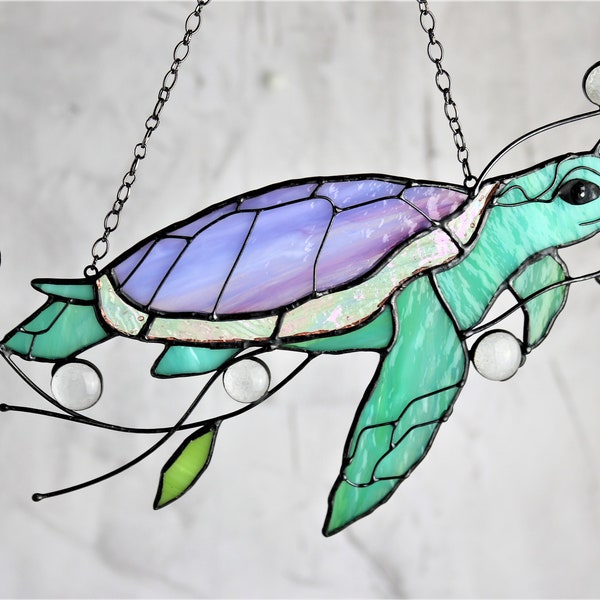 Turtle Suncatcher Stain Glass Decor Green Home House Window Wall Hangings Gift House Grandma gift