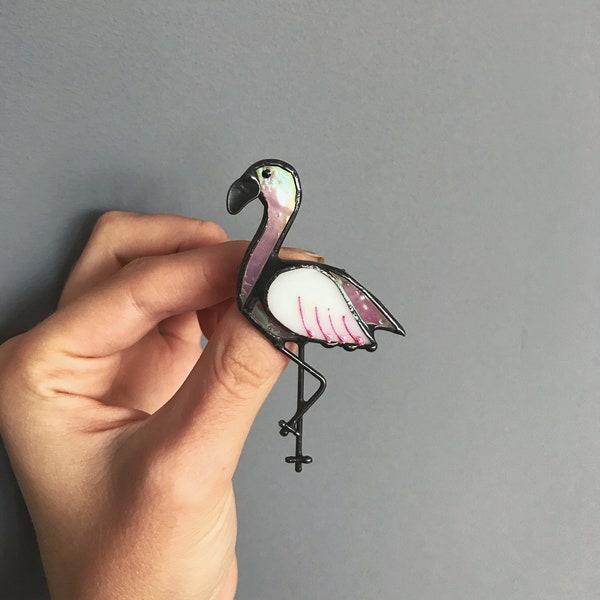 Vitrail broche flamant rose accessoires imitation bijoux broche technique Tiffany épingle mères cadeau pour femme fille fille femme