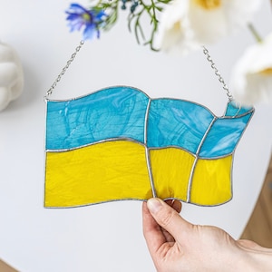 Ukrainian Flag Sun Catcher Suncatcher Stained Glass Home House Decor Window Wall Decoration Art 1