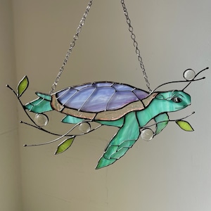 Schildkröte Suncatcher Stain Glas Decor Grün Haus Fenster Wandbehang Geschenk Haus Oma Geschenk