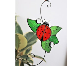 Ladybug Stained Glass Suncatcher Home House Decor Window Wall Hangings Animal. Living Kitchen room art