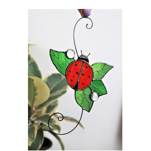 Ladybug Stained Glass Suncatcher Home House Decor Window Wall Hangings Animal. Living Kitchen room art