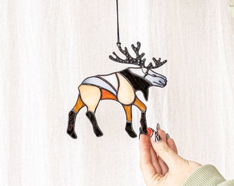 Stained Glass Elk Custom Suncatcher Gift House Home Decor Holiday Window Wall Picture Hound At Hangings Decoration