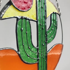 Suncatcher Cactus Stain Glass Picture Home House Decor Window Wall Hangings Rainbow Cling Nature Ornament