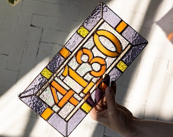 Números personalizados em vitral, placa de endereço com apanhador de sol, adesivo com nome personalizado, presente de boas-vindas, presente para o Dia das Mães