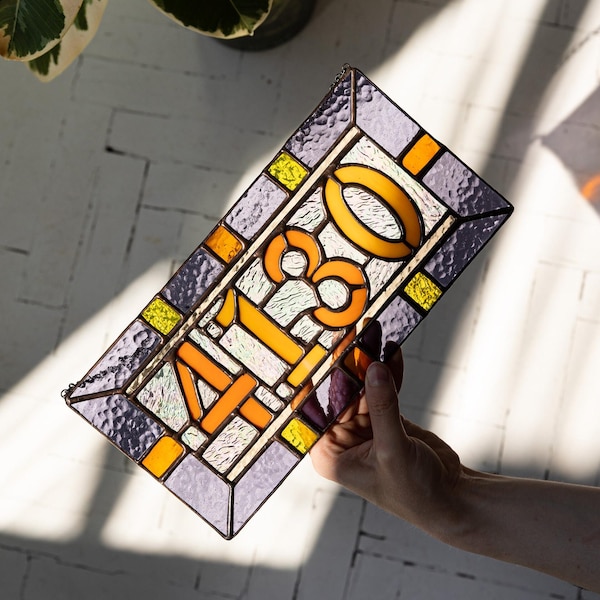 Custom stained glass numbers, suncatcher address sign, personalized name cling, housewarming gift, Mother's Day gift