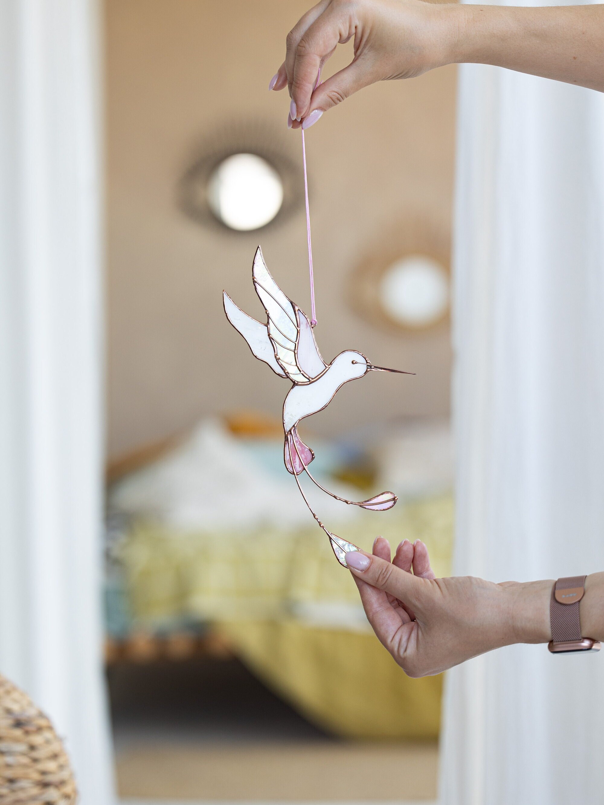 Acchiappasole a forma di uccello in vetro colorato per regalo per amanti degli uccelli - Acchiappasole a forma di uccello in vetro colorato personalizzato - Decorazione da appendere a forma di uccello