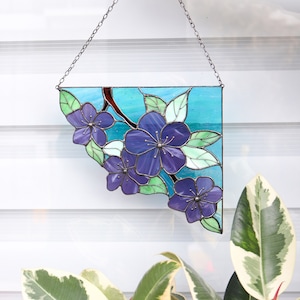 Stained Glass Art Corner Flower Suncatcher Window Wall Hangings Decoration Ornament Home House Decor Boho Art Mother's Day gift