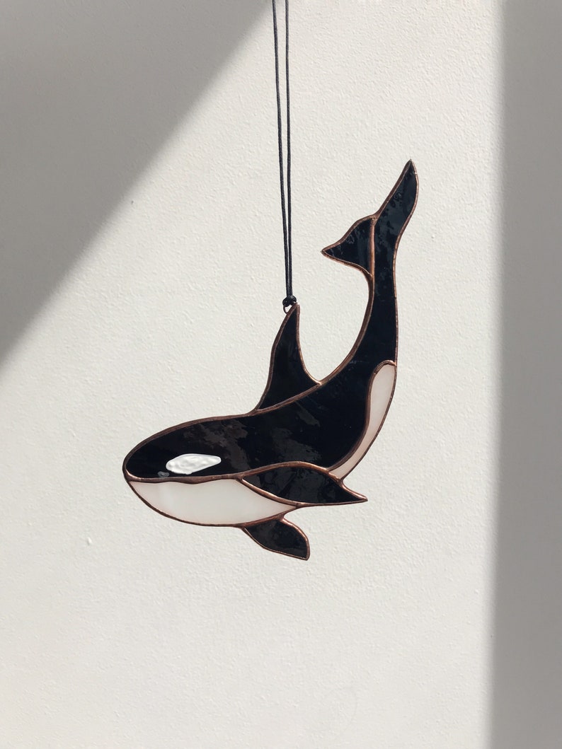 Black White Orca Fish Whale Sea Ocean Animal Stained Glass | Etsy