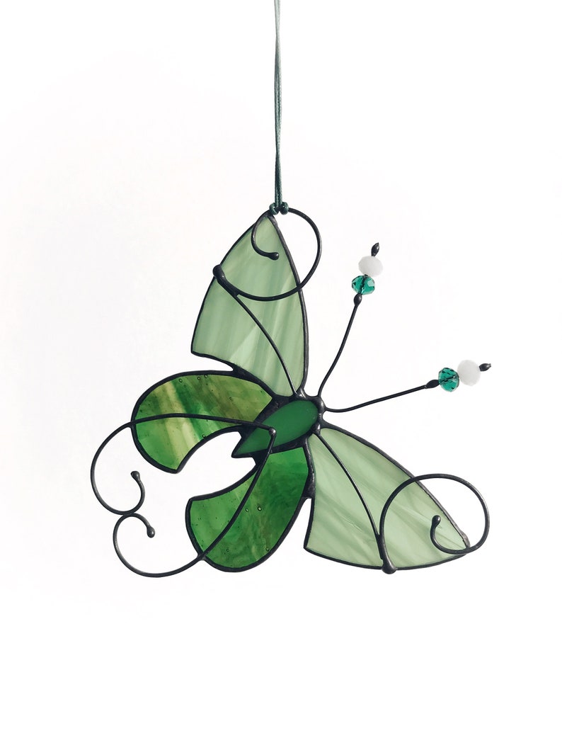 Stain Glass Butterfly Suncatcher, Home House Decor, Mother's Gift Wall Window Hangings Art Cling Moth Ornament Handbill Skipper Tiffany Gift