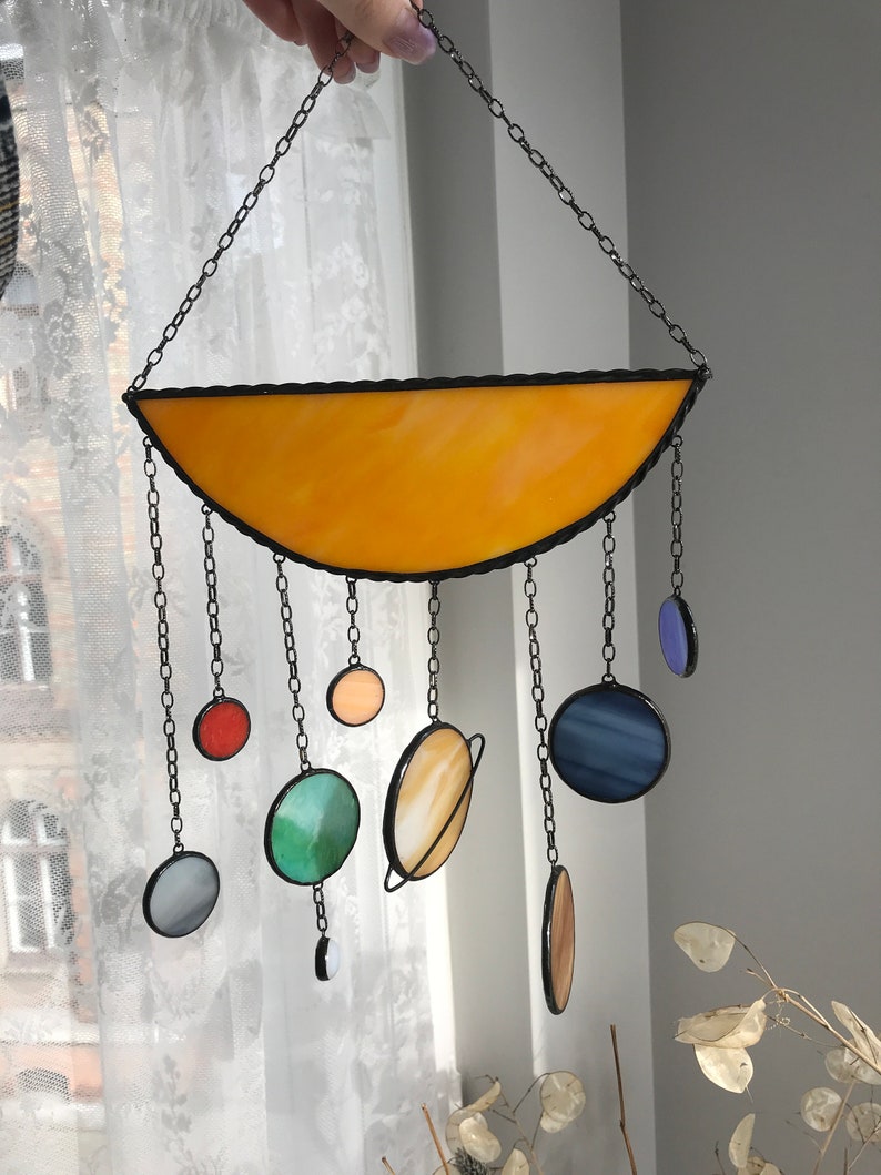 Dream Sun Catcher Planets Suncatcher Premium Stained Glass Galaxy Home House Decor Window Wall Decoration Solar System Art Living