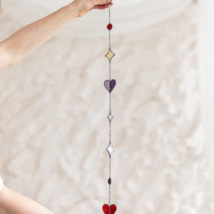 Dream Sun Catcher Stained Glass Flowers Hearts Suncatcher, Home House Decor Window Wall Decoration Art Living