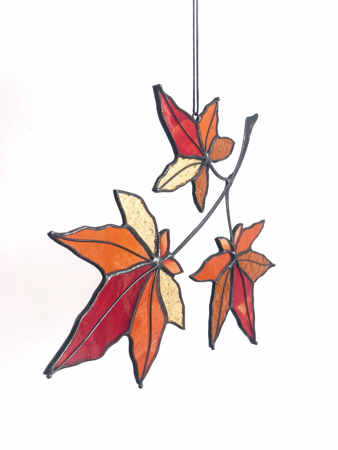 Maple Leaf Branch Canada Day Symbol Tiffany Fall Stained Glass Etsy