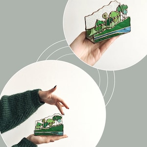 Supporto in vetro colorato, cristallo, verde, organizer per ufficio o casa, per biglietti da visita, porta lettere, regalo per mamma, papà, uomo, decorazione per la casa, arte