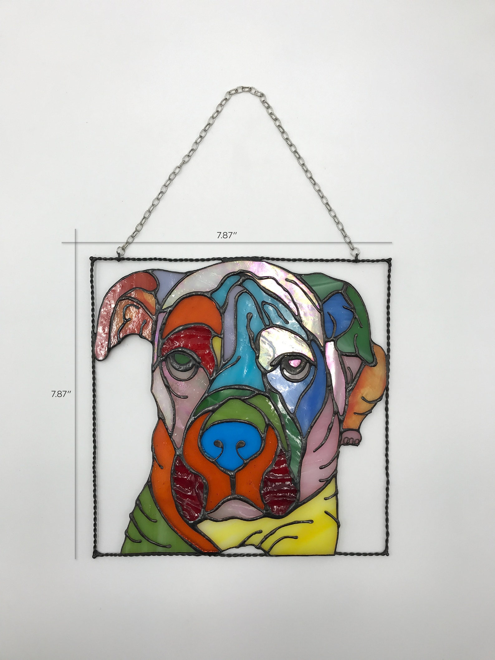 Custom Art Suncatcher Stained Glass Face Dog Gift Home House Etsy