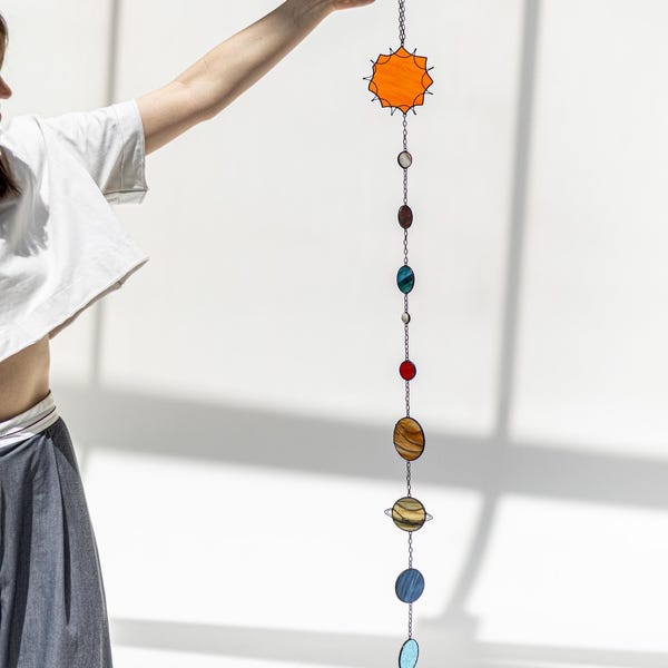 Traum Sonnenfänger Planeten Suncatcher Glasmalerei Galaxy Fenster Wanddekoration Sonnensystem Kunst Wohnen Celestial Dekor