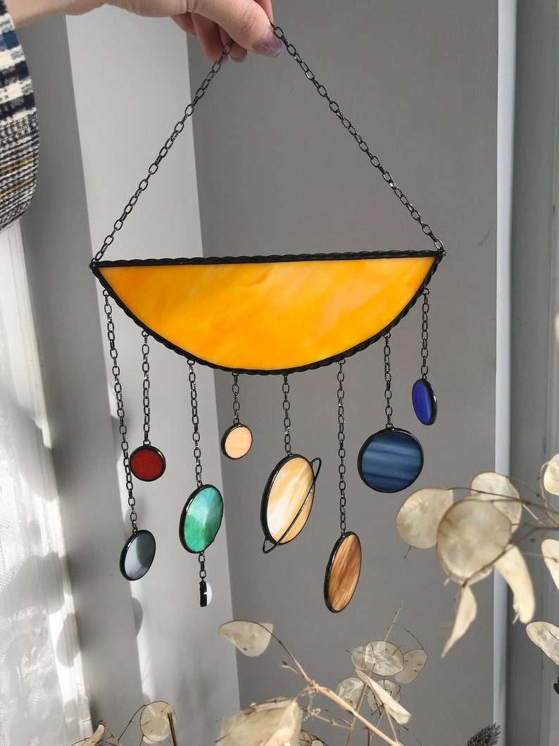 Dream Sun Catcher Planets Suncatcher Premium Stained Glass Galaxy Home House Decor Window Wall Decoration Solar System Art Living