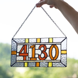 Custom stained glass numbers, suncatcher address sign, personalized name cling, housewarming gift