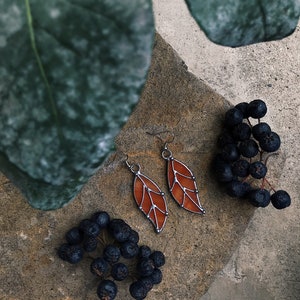 Stained Glass Neo Mint Turquoise Earrings Leaf Beautiful Decoration Tiffany Technique Present Donation For Woman Accessories