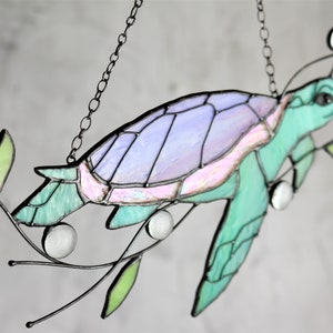 Turtle Suncatcher Stain Glass Decor Green Home House Window Wall Hangings Cling Ornament Gift House Grandma gift