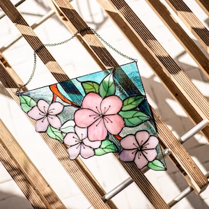 Stained Glass Art Corner Flower Suncatcher Window Wall Hangings Decoration Ornament Home House Decor Boho Art Mother's Day gift