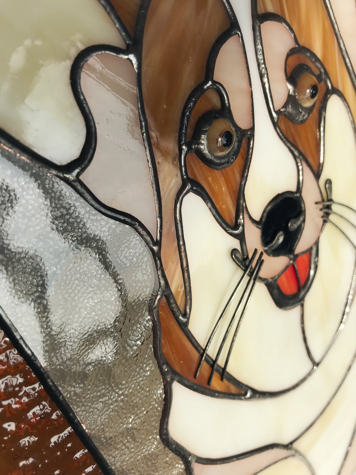 Custom Art Suncatcher Stained Glass Corgi Dog Face Gift Home | Etsy