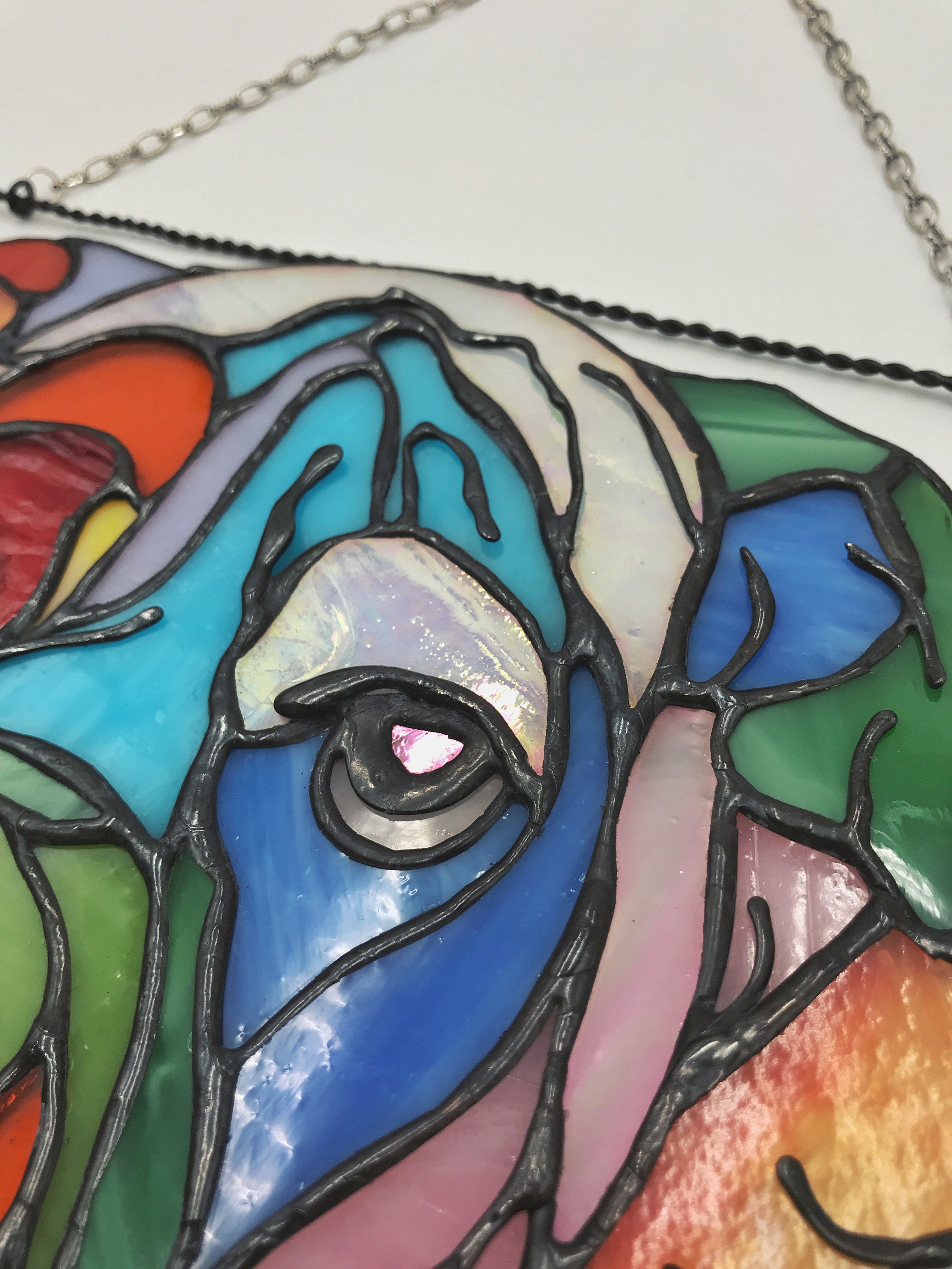 Custom Art Suncatcher Stained Glass Face Dog Gift Home House Etsy