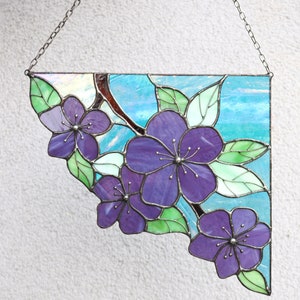 Stained Glass Art Corner Flower Suncatcher Window Wall Hangings Decoration Ornament Home House Decor Boho Art Mother's Day gift