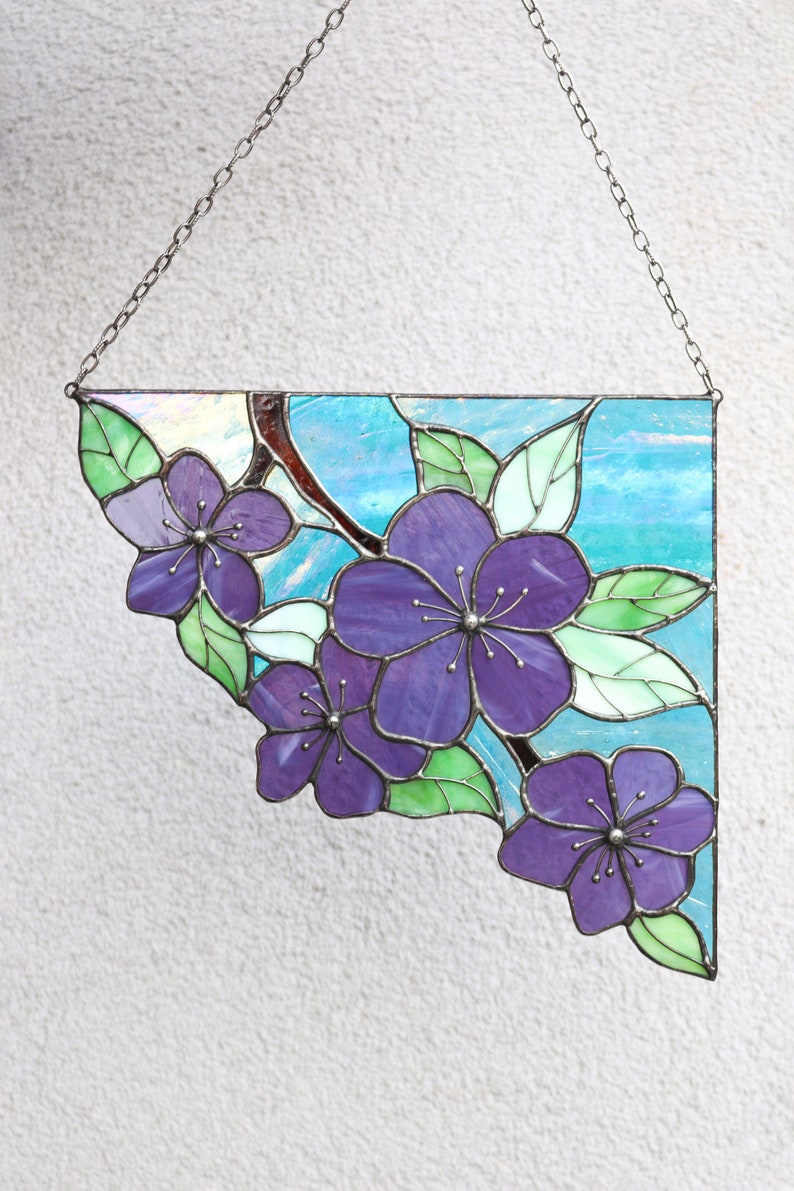 Stained Glass Art Corner Flower Suncatcher Window Wall Hangings Decoration Ornament Home House Decor Boho Art Mother's Day gift