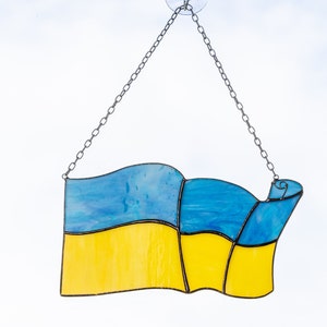 Ukrainian Flag Sun Catcher Suncatcher Stained Glass Home House Decor Window Wall Decoration Art zdjęcie 4