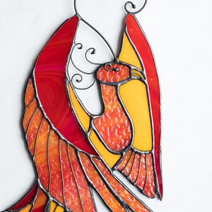 Bird phoenix mystical burning appears ashes Stain Glass Suncatcher Panel Gift Farmhouse Home House Decor Window Wall Hanging Animal Ornament