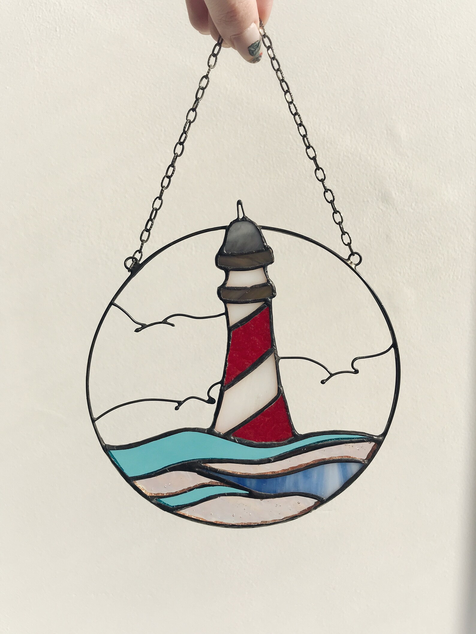 Stained Glass Suncatcher Lighthouse. Window Wall Decoration. Etsy
