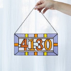 Custom stained glass numbers, suncatcher address sign, personalized name cling, housewarming gift