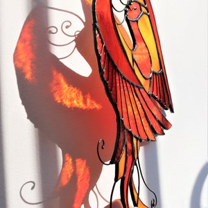 Bird phoenix mystical burning appears ashes Stain Glass Suncatcher Panel Gift Farmhouse Home House Decor Window Wall Hanging Animal Ornament
