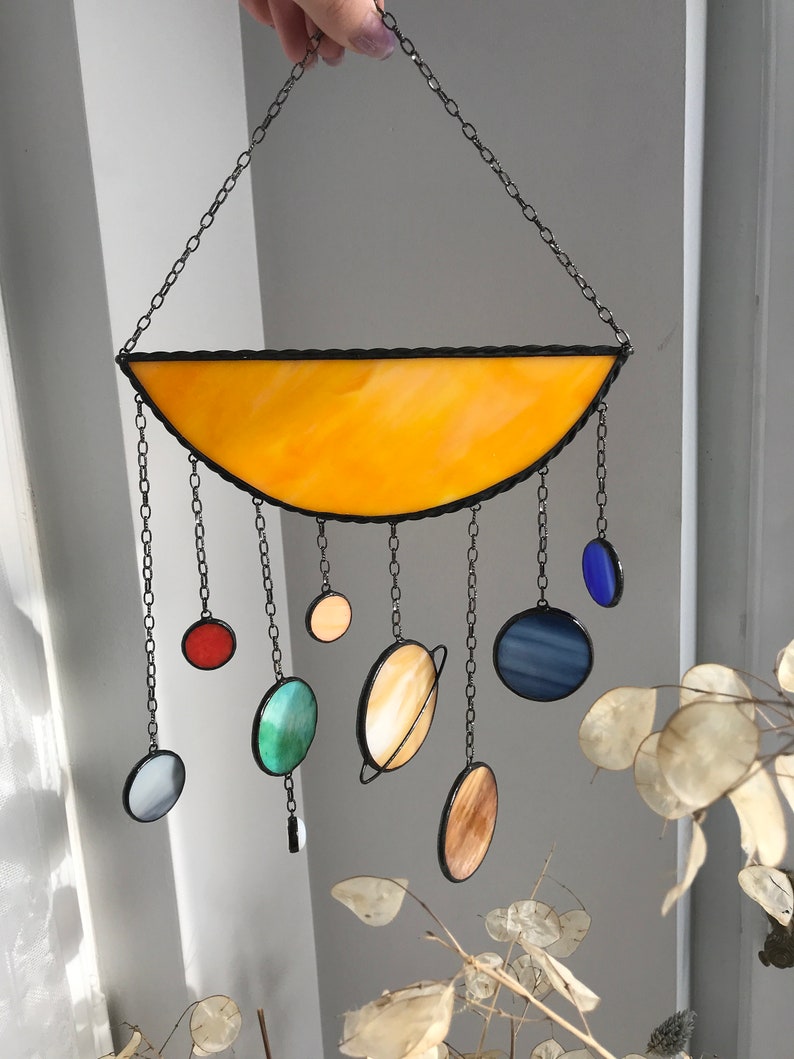 Dream Sun Catcher Planets Suncatcher Premium Stained Glass Galaxy Home House Decor Window Wall Decoration Solar System Art Living