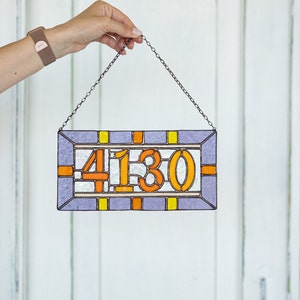 Custom stained glass numbers, suncatcher address sign, personalized name cling, housewarming gift