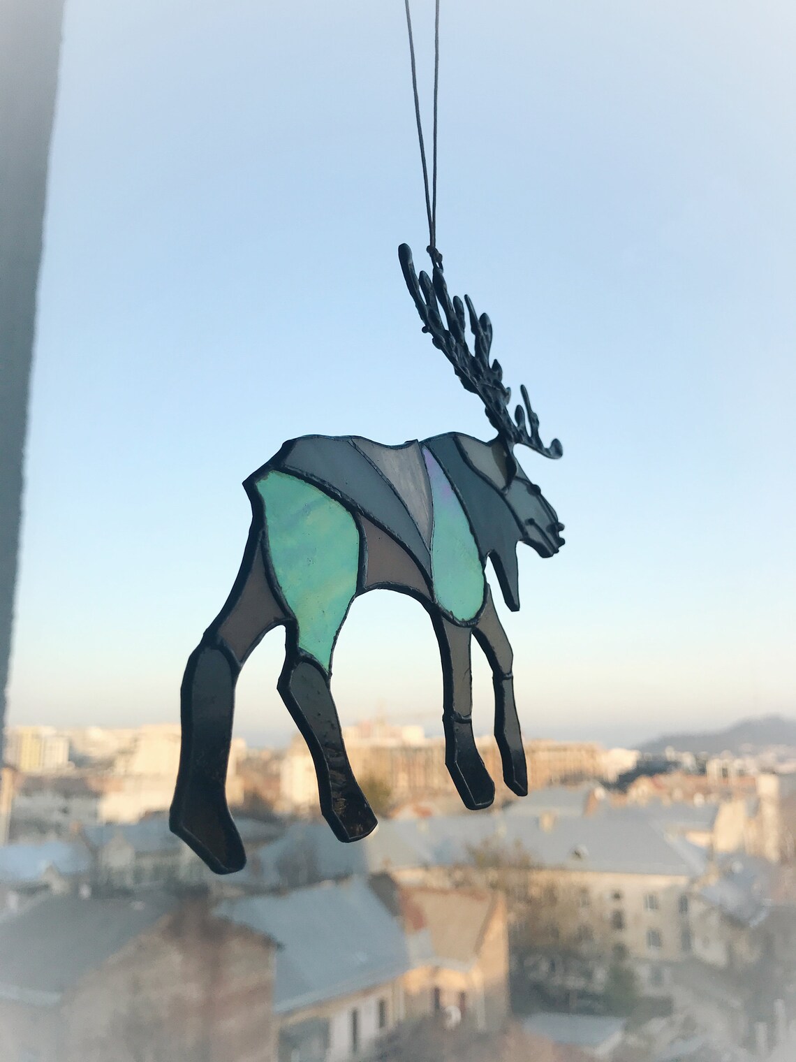 Stained Glass Elk Custom Figurine Suncatcher Gift House Home Etsy Ireland
