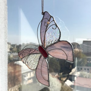 Stain Glass Butterfly Suncatcher, Home House Decor, Mother's Gift Wall Window Hangings Art Cling Moth Ornament Handbill Skipper Tiffany Gift