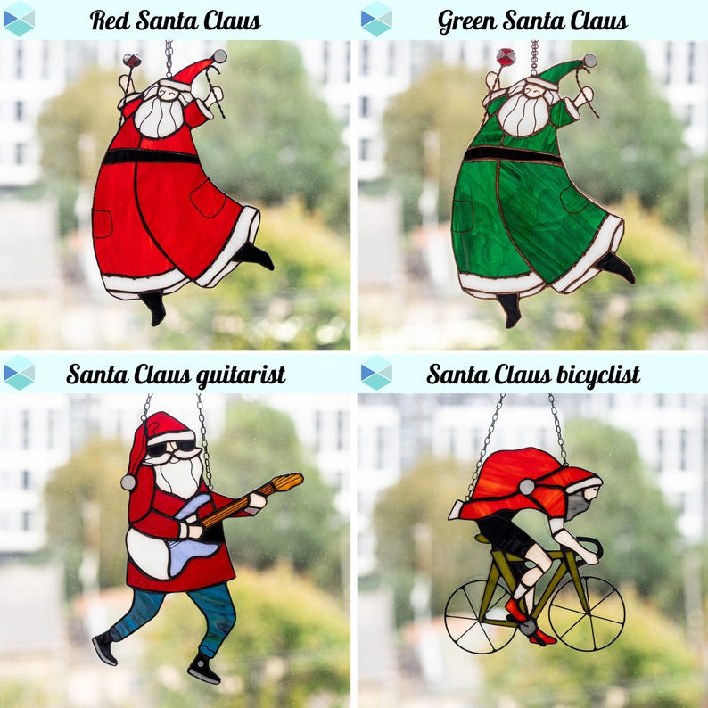 Santa Claus on a Bottle Christmas Sun Catchers Funny Gift Home Decor