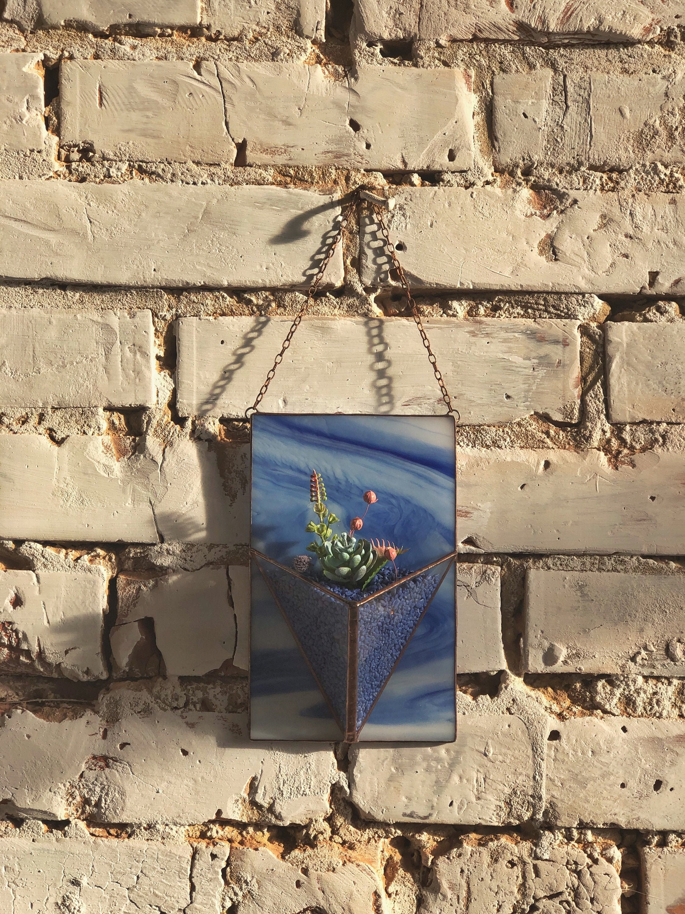 Air Plant Holder Blue Wall Vase Hanging Succulent Planter Pots - Etsy