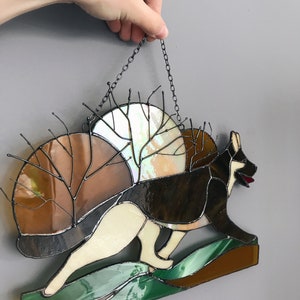 Stained Glass Dog Shepherd Custom Art Suncatcher Gift Home Decor For Window Or Wall Cloak Picture Muzzle Pet Tiffany Portrait Panel Memorial