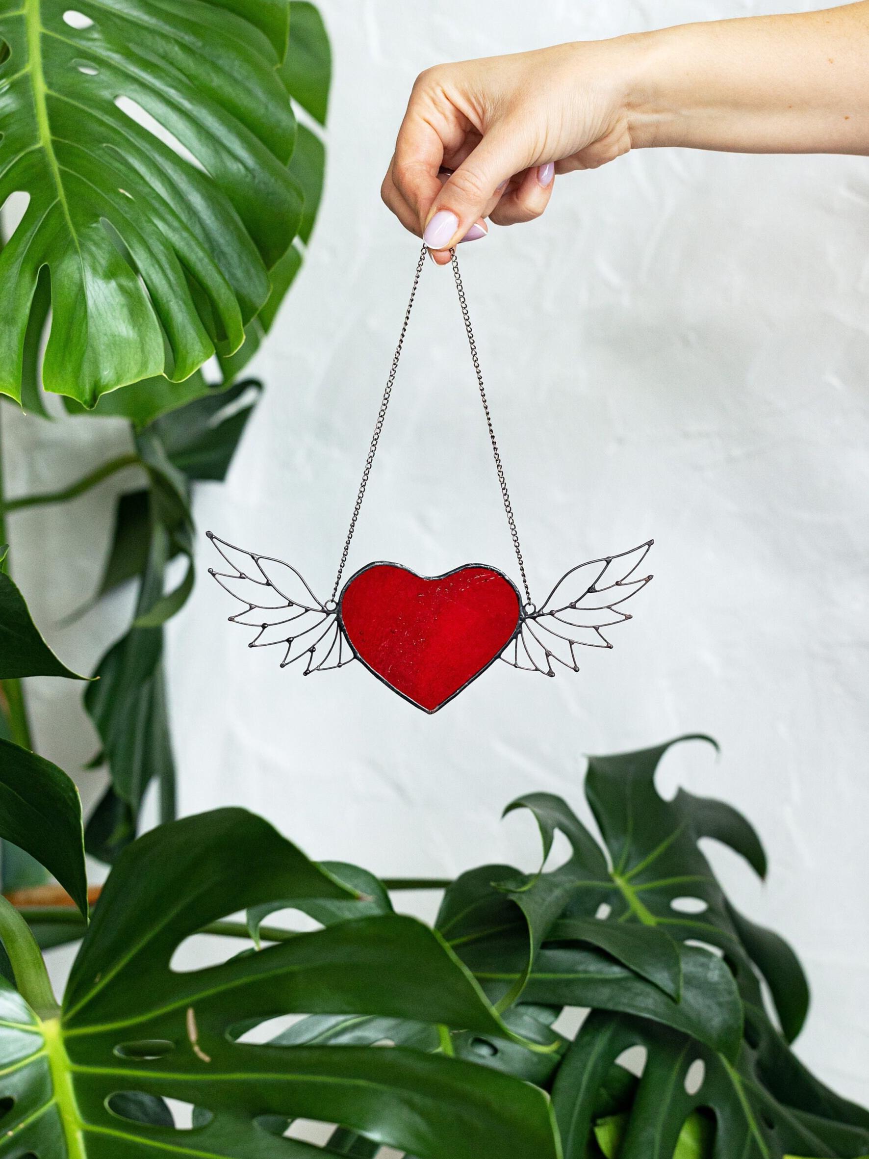 Acchiappasole a forma di cuore, ornamento colorato per