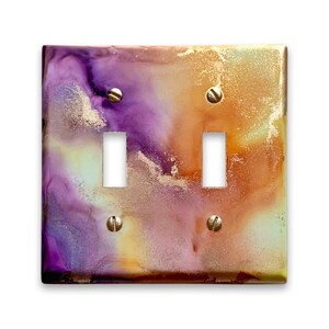 Colorful Abstract Art Light Switch / Electrical Outlet Cover - Toggle Duplex Rocker Wallplate - Painted Light Switchplate - Purple Orange