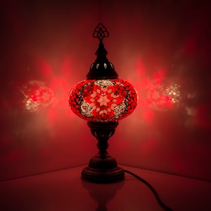 10 Variation - Turkish Moroccan Mosaic Lamp Light - Turkish Lamp - Handmade Mosaic Glass Table Lamp - Mosaic Bedside Night Lamp & Led Bulb